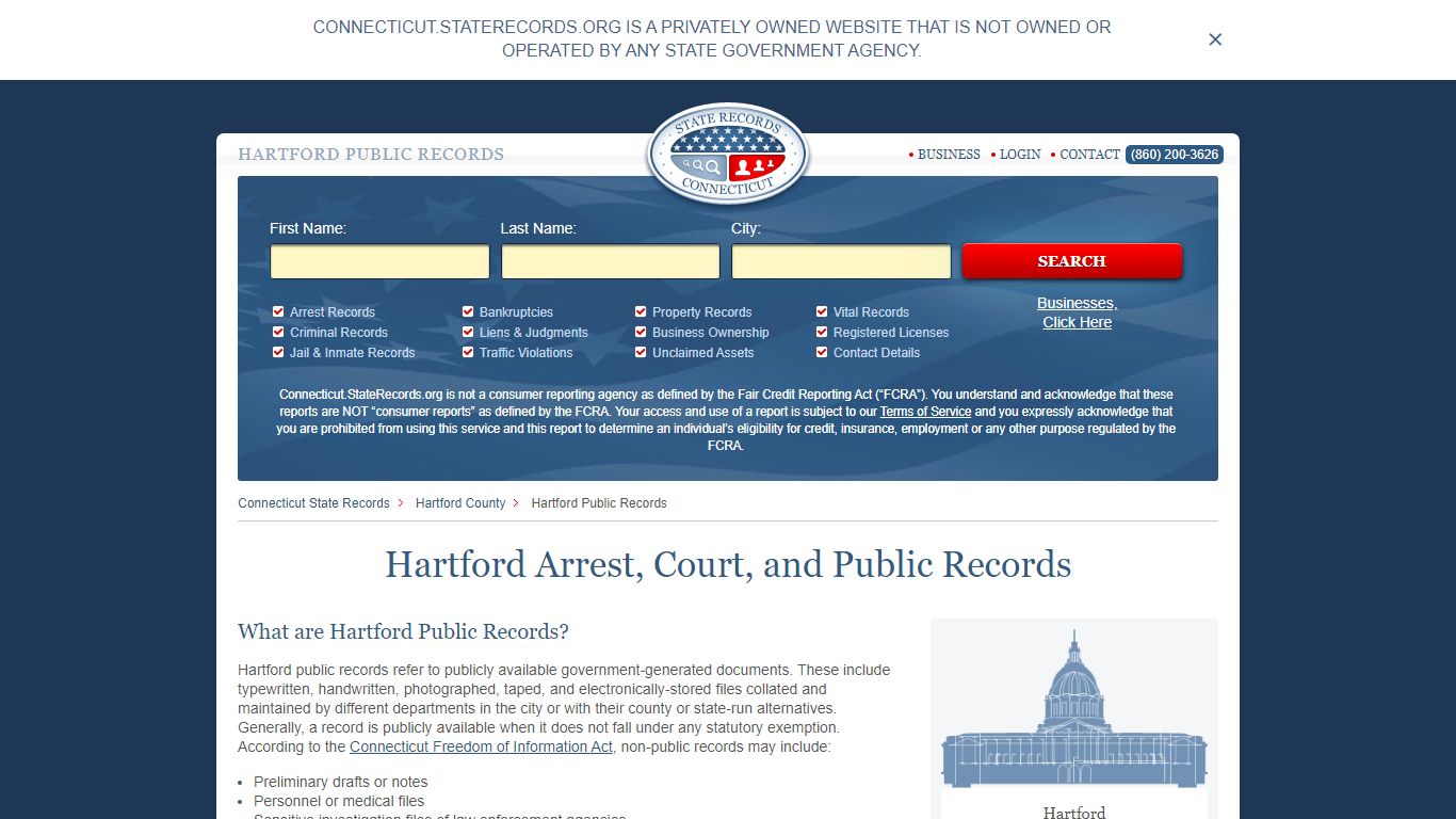 Hartford Arrest, Court, and Public Records